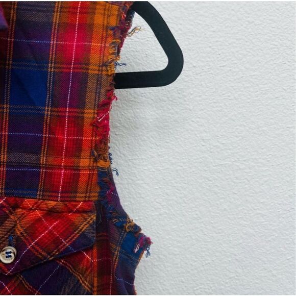Hurley Colorful Plaid Cut-Off Button Down Flannel Women’s Size Small - Picture 12 of 12